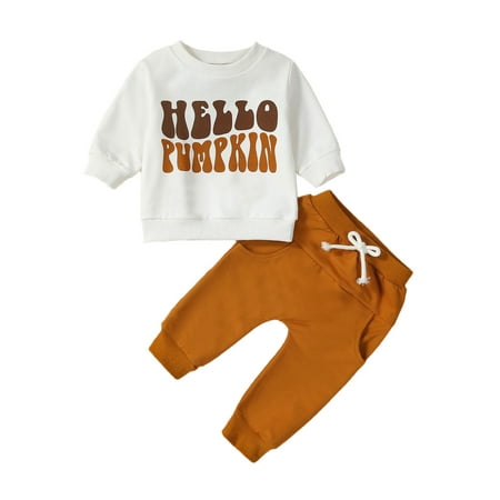 Qtinghua Toddler Baby Boy Halloween Clothes Long Sleeve Letter Print Sweatshirt Tops and Drawstring Pants Sets Brown 0-6 Months
Qtinghua Toddler Baby Boy Halloween Clothes Long Sleeve Letter Print Sweatshirt Tops and Drawstring Pants Sets Brown 0-6 Months