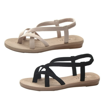 HIBRO Fashion Womens Breathable Lace Up Shoes Flats Casual Sandals