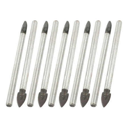 Unique Bargains 10 Pcs Round Shank 5mm Wide Carbide Tip Mirror Glass Power Tool Drill Bit