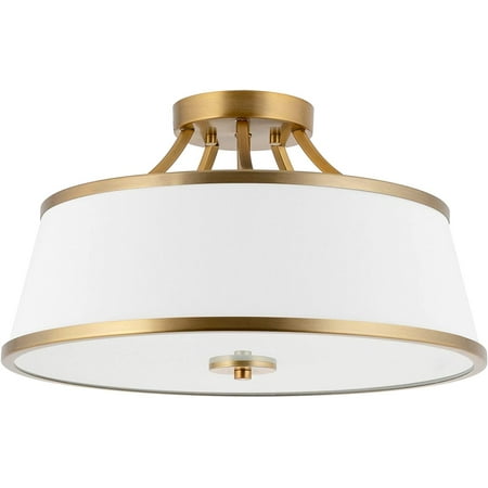 Zoey 17.5 Modern 3-Light Semi-Flush Mount Ceiling Light Fixture + White Fabric Shade Warm Brass Finish
Zoey 17.5 Modern 3-Light Semi-Flush Mount Ceiling Light Fixture + White Fabric Shade Warm Brass Finish
