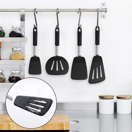 Silicone Flexible Spatula Heat Resistant 4 Pack BPA Free Non Toxic Spatulas Set 600 Degree Large Non-Stick Rubber Turner Heavy Duty Kitchen Utensils for Cooking Flipping Fish Pancake Eggs