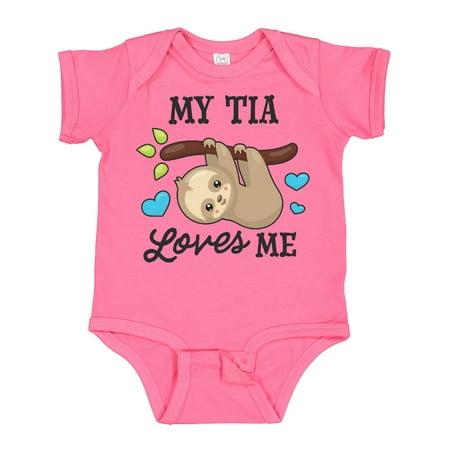 Inktastic My Tia Loves Me with Sloth and Hearts Gift Baby Boy or Baby Girl Bodysuit
