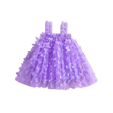 Musuos Baby Girl Princess Romper Dress Mesh Butterfly Party Tulle Tutu Dresses