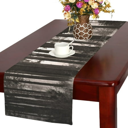 MYPOP Shot of Light Through Forest Cotton Linen Table Runner 14x72 Inches