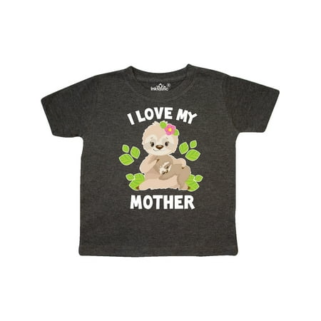 Inktastic Cute Sloth I Love My Mother with Green Leaves Gift Toddler Boy or Toddler Girl T-Shirt