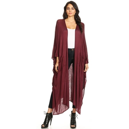 Womens Oversized Open Front Draped Pockets Long Maxi Robe Cardigan 
Womens Oversized Open Front Draped Pockets Long Maxi Robe Cardigan