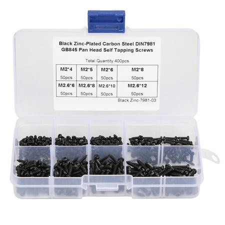 JIZHI 400pcs Black M2 M2.6 Cross Countersunk Self-Tapping Screws Kit For Home Furniture Outdoor
JIZHI 400pcs Black M2 M2.6 Cross Countersunk Self-Tapping Screws Kit For Home Furniture Outdoor