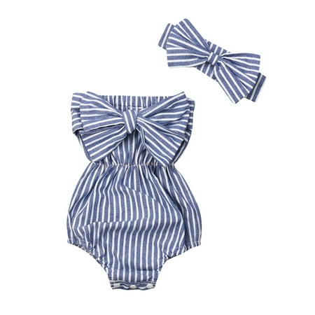 IZhansean Newborn Baby Girls Summer Clothes Sleeveless Striped Bow Romper Jumpsuit Outfit Blue 6-12 Months
IZhansean Newborn Baby Girls Summer Clothes Sleeveless Striped Bow Romper Jumpsuit Outfit Blue 6-12 Months