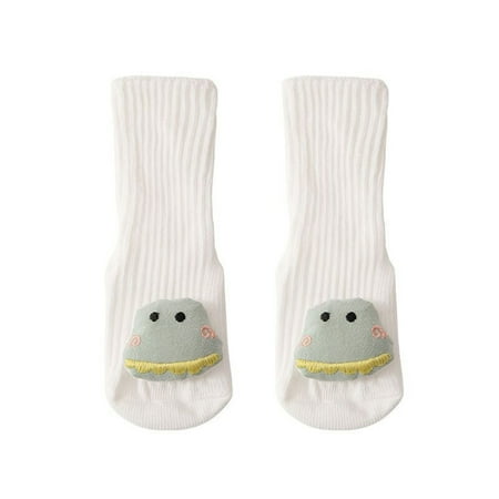 YWDJ 1-5Y Newborn Infant Boys Girls Cute Cartoon 3D Anti-Slip Socks White S