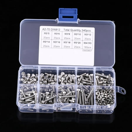 CHICIRIS Cap Head Screw Set Fastener 340pcs M3 Stainless Steel SS304 Hex Socket Cap Head Screws and Nuts Assortment
CHICIRIS Cap Head Screw Set Fastener 340pcs M3 Stainless Steel SS304 Hex Socket Cap Head Screws and Nuts Assortment
