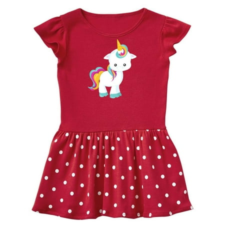 Inktastic Cute Little Unicorn Unicorn With Rainbow Tail Gift Toddler Girl Dress