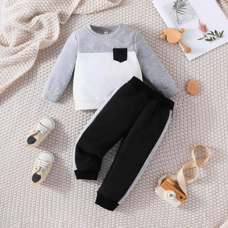 Toddler Boys Outfit Sets Long Sleeve Patchwork Color Pocket Tops Solid Color Pants Two Piece Casual Sports Suits For Kids Clothes
Toddler Boys Outfit Sets Long Sleeve Patchwork Color Pocket Tops Solid Color Pants Two Piece Casual Sports Suits For Kids Clothes
