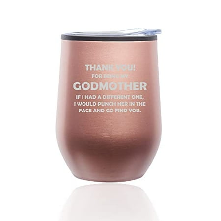 Stemless Wine Tumbler Coffee Travel Mug Glass with Lid Godmother Thank You For Being My Funny (Rose Gold)
Stemless Wine Tumbler Coffee Travel Mug Glass with Lid Godmother Thank You For Being My Funny (Rose Gold)