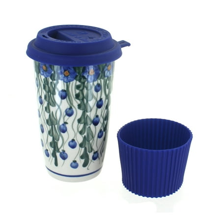 Blue Rose Polish Pottery Pandora Travel Coffee Mug