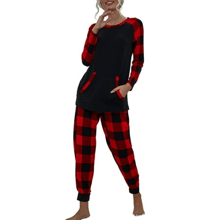 Zdcdcd Women s 2Pcs Homewear Round Neck Long Sleeve Pockets Tops+Pants Plaid Printed Pajamas
Zdcdcd Women s 2Pcs Homewear Round Neck Long Sleeve Pockets Tops+Pants Plaid Printed Pajamas