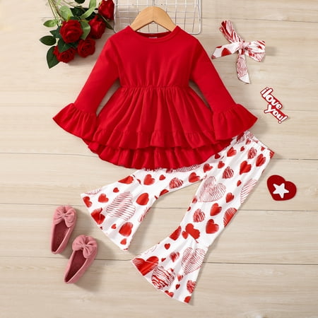 PatPat 3pcs Toddler Girl Ruffle Tee and Heart Print Flared Pants & Headband Set
PatPat 3pcs Toddler Girl Ruffle Tee and Heart Print Flared Pants & Headband Set