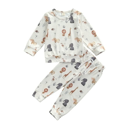 Sunisery Infant Toddler Baby Boy Girl Clothes Long Sleeve Pullover Shirt Animal Pants Autumn Outfits Beige 1-2 Years
Sunisery Infant Toddler Baby Boy Girl Clothes Long Sleeve Pullover Shirt Animal Pants Autumn Outfits Beige 1-2 Years