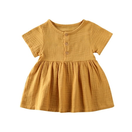 Canrulo Toddler Baby Girls Dress Short Sleeve Cotton Linen Ruffle Solid Color Pleated Princess Dresses Clothes Yellow 2-3 Years
Canrulo Toddler Baby Girls Dress Short Sleeve Cotton Linen Ruffle Solid Color Pleated Princess Dresses Clothes Yellow 2-3 Years