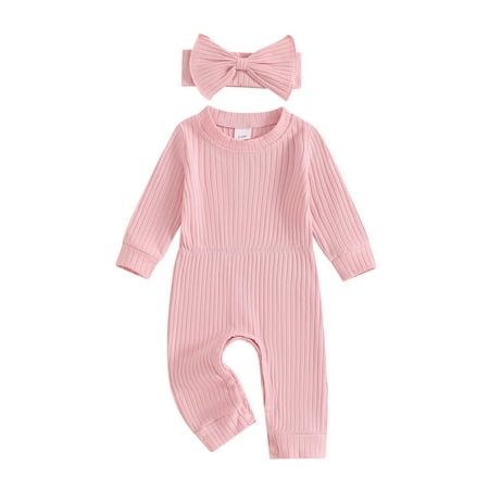 TFFR Newborn Baby Girls Ribbed Romper Infant Solid Color Bodysuits Long Sleeve Jumpsuits and Bow Headband 0-18 Months
TFFR Newborn Baby Girls Ribbed Romper Infant Solid Color Bodysuits Long Sleeve Jumpsuits and Bow Headband 0-18 Months