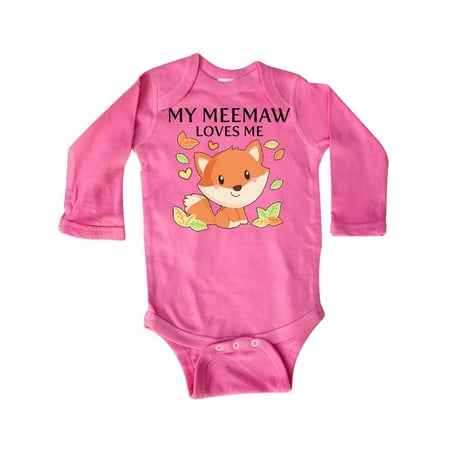 Inktastic My Meemaw Loves Me- little fox Gift Baby Boy or Baby Girl Long Sleeve Bodysuit