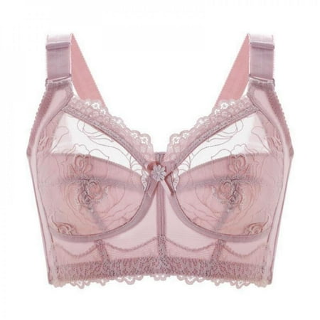 Clearance! Women s Lace Bra Beauty Sheer Sexy Bra Non Padded Bra Pink 85D(38D)