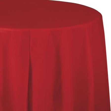 Club Pack of 12 Classic Red Disposable Plastic Octy-Round Picnic Party Table Covers 82