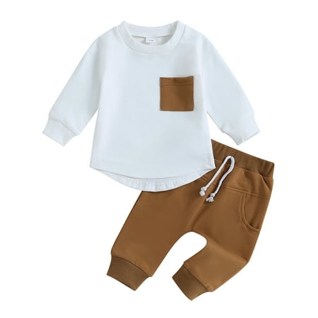Kids Toddler Baby Boys 2PCS Outfits Sets Long Sleeve Crewneck Tops and Drawstring Pants Suit Fall Clothes
Kids Toddler Baby Boys 2PCS Outfits Sets Long Sleeve Crewneck Tops and Drawstring Pants Suit Fall Clothes