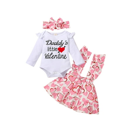 Daddy s Little Valentine Baby Girl Skirt Set 3Pcs Valentine’s Day Outfits Long Sleeve Romper + Heart Suspender Skirt + Headband
Daddy s Little Valentine Baby Girl Skirt Set 3Pcs Valentine’s Day Outfits Long Sleeve Romper + Heart Suspender Skirt + Headband