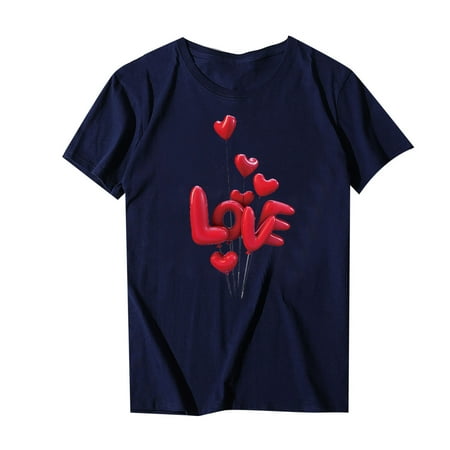 Unisex Crewneck Short Sleeved Round Neck Shirt Printed T-shirt Expressing Love Classic Comfortable Shirt Short Sleeved Round Neck Shirt Work Blouse Navy M
Unisex Crewneck Short Sleeved Round Neck Shirt Printed T-shirt Expressing Love Classic Comfortable Shirt Short Sleeved Round Neck Shirt Work Blouse Navy M