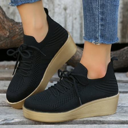 Cathalem Leisure Women s Four Seasons Mesh Solid Color Non Slip Wedges Round Toe Breathable Lace Up Womens Casual Dress Shoes Black 37
Cathalem Leisure Women s Four Seasons Mesh Solid Color Non Slip Wedges Round Toe Breathable Lace Up Womens Casual Dress Shoes Black 37
