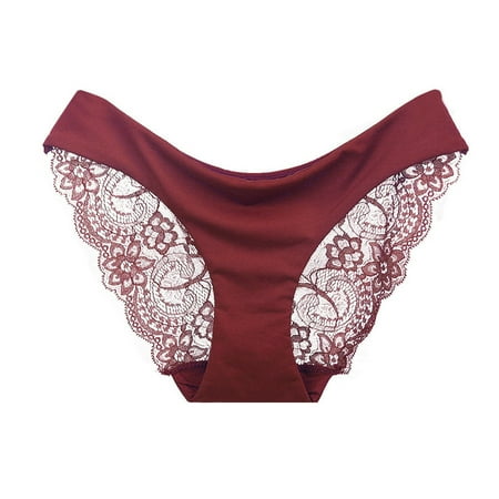 Female Panties Casual Seamless Low Waist Sexy Lace Inner Crotch Breathable Briefs Panties For Women