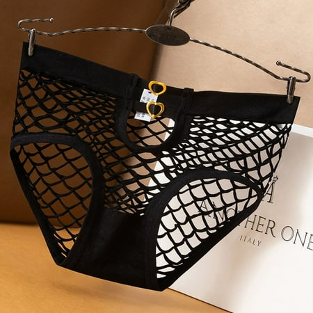 Feminine Charming Large Size Mesh Hollow Waist Breathable Briefs Panties