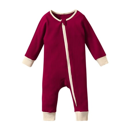 Fesfesfes Newborn Baby Jumpsuit Boys Girls Zipper Long Sleeve Knitted Romper Jumpsuit Outfits Clearance