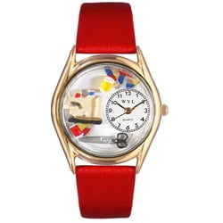 Whimsical Watches Unisex Bowling Lover Photo Watch with Black Leather