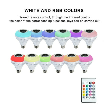 GXSR LED Light Bulb Bluetooth Speaker E27 B22 RGB Changing Lamp Wireless Stereo Audio with 24 Keys Remote Control
GXSR LED Light Bulb Bluetooth Speaker E27 B22 RGB Changing Lamp Wireless Stereo Audio with 24 Keys Remote Control