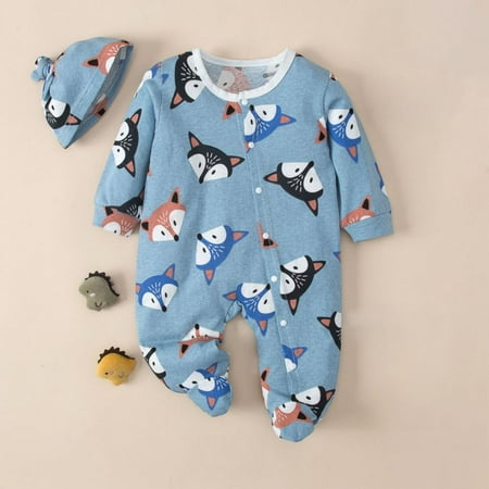 Autumn Newborn Clothes Kids Boys Girls Romper + Hat Cartoon Printed Overalls Cotton Long Sleeve Jumpsuit Clothing
Autumn Newborn Clothes Kids Boys Girls Romper + Hat Cartoon Printed Overalls Cotton Long Sleeve Jumpsuit Clothing