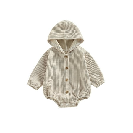 Meihuida Infant Baby Girls Boys Romper Solid Color Hooded Button-Down Long Sleeve Jumpsuits Casual Bodysuits
Meihuida Infant Baby Girls Boys Romper Solid Color Hooded Button-Down Long Sleeve Jumpsuits Casual Bodysuits