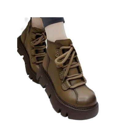 GENILU Ladies Non Slip Casual Booties Round Toe Ankle Boots Work Lace Up Short Bootie Khaki 7
GENILU Ladies Non Slip Casual Booties Round Toe Ankle Boots Work Lace Up Short Bootie Khaki 7