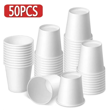 50 Pack 7 oz White Paper Cups Disposable Bathroom Cups Mouthwash Cups