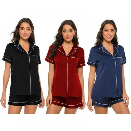 Women s Short Sleeve Sleepwear Button Down Satin High Quality Summer Pajama 2 Piece Set S-2XL
Women s Short Sleeve Sleepwear Button Down Satin High Quality Summer Pajama 2 Piece Set S-2XL