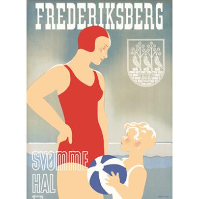 ArteHouse Fine Art Print "Frederiksberg Swim Natatorium Ad", Unmounted Cotton Canvas, 24" x 36"
