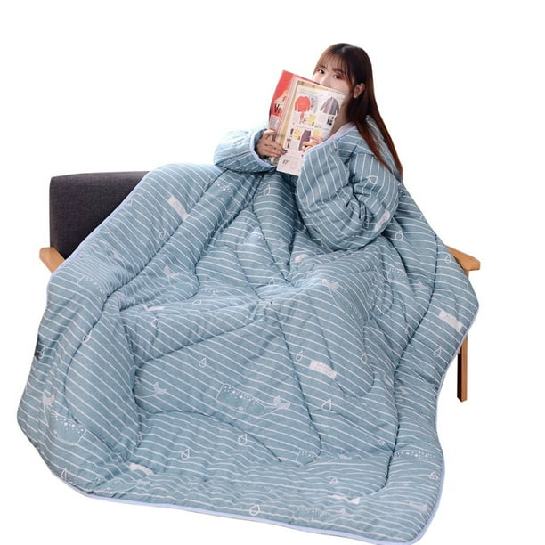 Tuscom 59x79 Inch Creative Thickened Lazy Quilt Washable Detachable Zipper Winter Blanket With Sleeves
