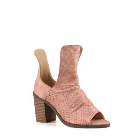 Nature Breeze Block Heel Women s Peep Toe Booties in Pink