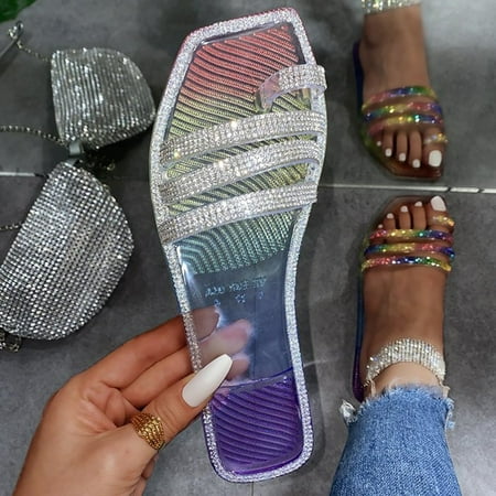 Summer Savings! Zpanxa Slippers for Women Fashion Women Rhinestone Transparent Flat Toe Gradient Beach Shoes Flip Flop Flip Flops for Women White 37
Summer Savings! Zpanxa Slippers for Women Fashion Women Rhinestone Transparent Flat Toe Gradient Beach Shoes Flip Flop Flip Flops for Women White 37