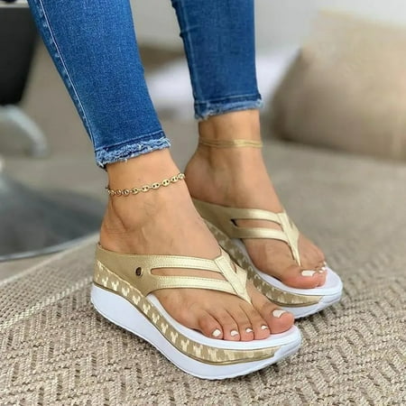 HIMIWAY Wedge Sandals for Women Large Size Slope Heel Platform Sandals Women Summer Hollow Flip Flops Sandals Gold 40
HIMIWAY Wedge Sandals for Women Large Size Slope Heel Platform Sandals Women Summer Hollow Flip Flops Sandals Gold 40