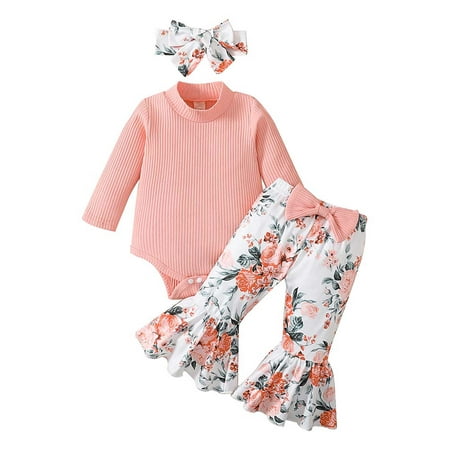 PBaeM Infant Girls 0-12Months Long Sleeve Romper Floral Print Flared Pants Headband Outfit Sets
PBaeM Infant Girls 0-12Months Long Sleeve Romper Floral Print Flared Pants Headband Outfit Sets