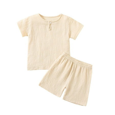 Timegard Baby Clothes Toddler Cotton Linen Outfits Short Sleeve Tops Shorts Sets Solid Color Unisex
Timegard Baby Clothes Toddler Cotton Linen Outfits Short Sleeve Tops Shorts Sets Solid Color Unisex