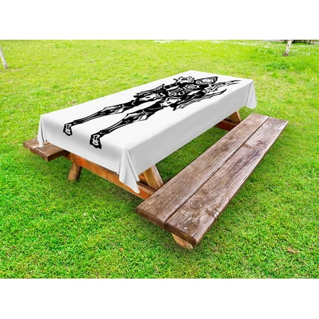 

Video Game Outdoor Tablecloth Illustration of a Figure in Black and White Fiction Fantastic Creatures Image Decorative Washable Fabric Picnic Table Cloth 58 X 84 Inches Multicolor by Ambesonne