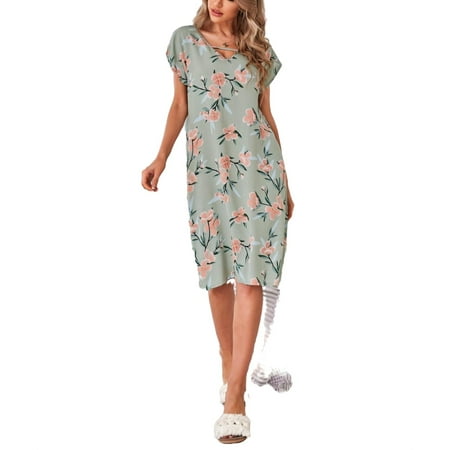 Casual Floral V neck Sleepshirts Multicolor Short Sleeve Women Nightgowns & Sleepshirts
Casual Floral V neck Sleepshirts Multicolor Short Sleeve Women Nightgowns & Sleepshirts