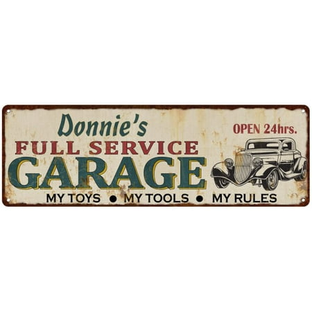 Donnie's Full Service Garage Metal Sign 6x18 Rusty Man Cave 206180047128